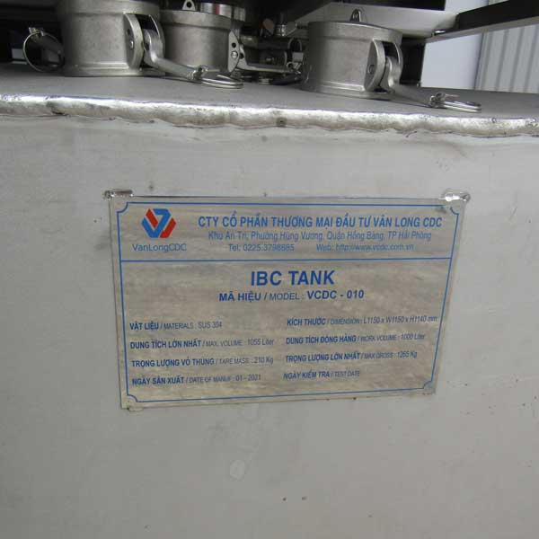 Thông số thùng ibc inox chứa hóa chất